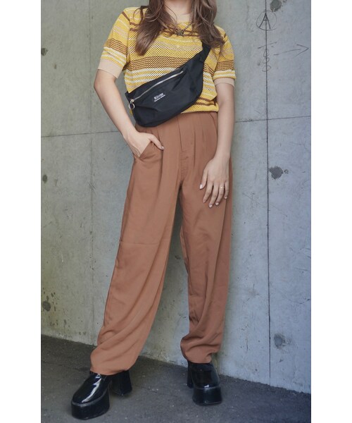 A.D.G（エーディージー）の「Multi Color Border S/S Knit Tops (mustard-brown)（ニット/セーター・レディース・イエロー・FREE）」の2枚目の写真