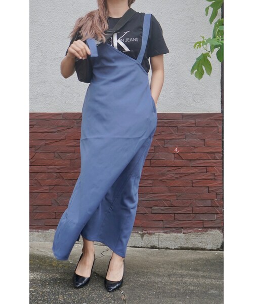 A.D.G(エーディージー)の「2type Strap Long Jumper Skirt (blue)(ジャンパースカート・レディース・ブルー・FREE)」の1枚目の写真