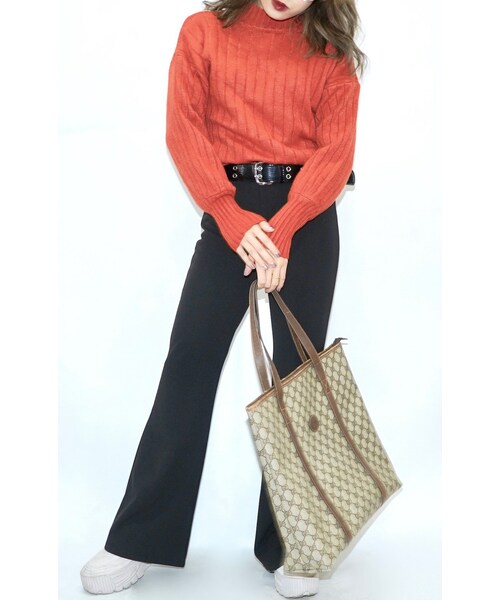 A.D.G（エーディージー）の「Balloon Sleeve High-Neck Knit Tops (orange)（ニット/セーター・レディース・オレンジ・FREE）」の3枚目の写真