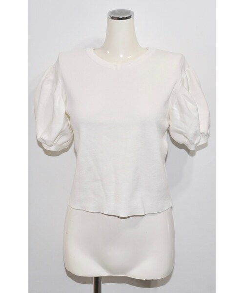 A.D.G(エーディージー)の「Basic Puffsleeve S/S Knit Tops (white)(ニット/セーター・レディース・ホワイト・FREE)」の4枚目の写真