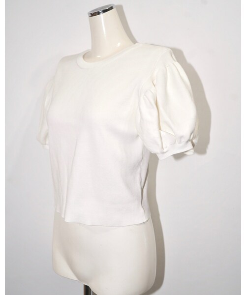 A.D.G(エーディージー)の「Basic Puffsleeve S/S Knit Tops (white)(ニット/セーター・レディース・ホワイト・FREE)」の5枚目の写真