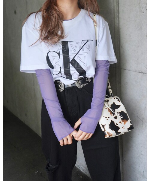 A.D.G(エーディージー)の「See-through L/S Inner Tops (light purple)(Tシャツ/カットソー・レディース・パープル・FREE)」の1枚目の写真