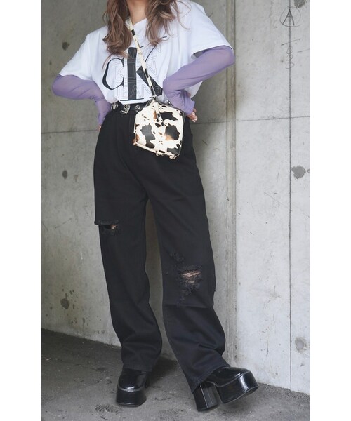 A.D.G(エーディージー)の「See-through L/S Inner Tops (light purple)(Tシャツ/カットソー・レディース・パープル・FREE)」の2枚目の写真