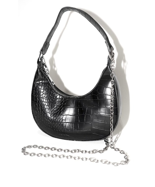 A.D.G（エーディージー）の「2way Crocodile Touch Half-moon Bag (black)（ハンドバッグ・レディース・ブラック・FREE）」の4枚目の写真