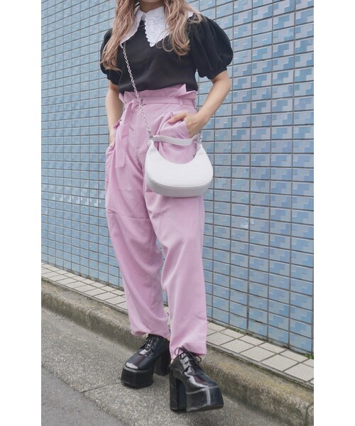 A.D.G（エーディージー）の「Basic Puffsleeve S/S Knit Tops (black)（ニット/セーター・レディース・ブラック・FREE）」の2枚目の写真