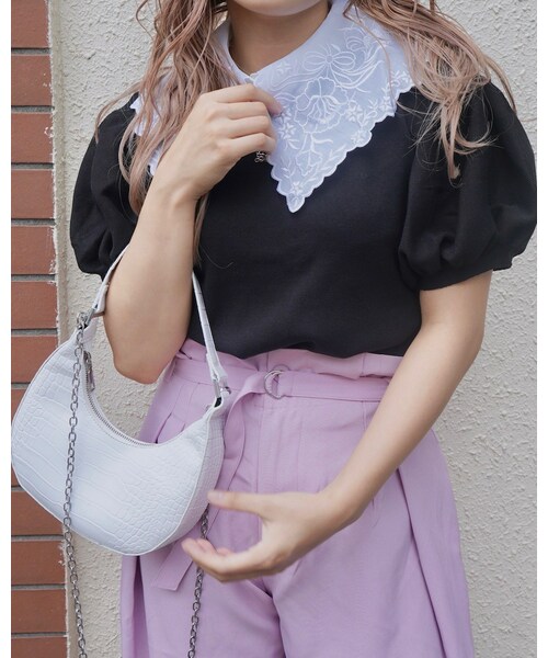 A.D.G（エーディージー）の「Basic Puffsleeve S/S Knit Tops (black)（ニット/セーター・レディース・ブラック・FREE）」の5枚目の写真