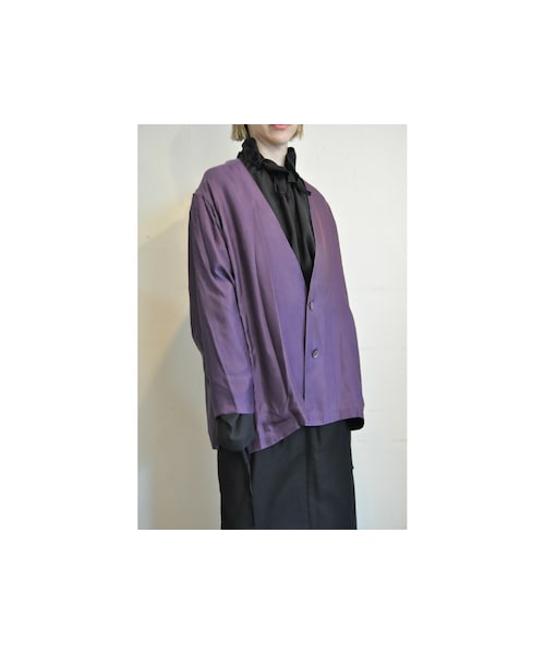 hippiness(ヒッピネス)の「キュプラツートンウォーカージャケット(ノーカラージャケット・レディース・シルバー/ベージュ/ブルー/パープル/ブラウン・one)」の5枚目の写真