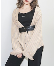 Beige Stripe Big Shirts