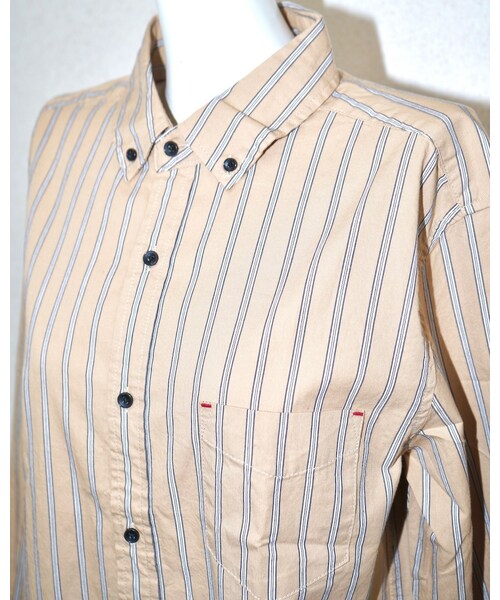 A.D.G(エーディージー)の「Beige Stripe Big Shirts(シャツ/ブラウス・レディース・ベージュ・FREE)」の4枚目の写真