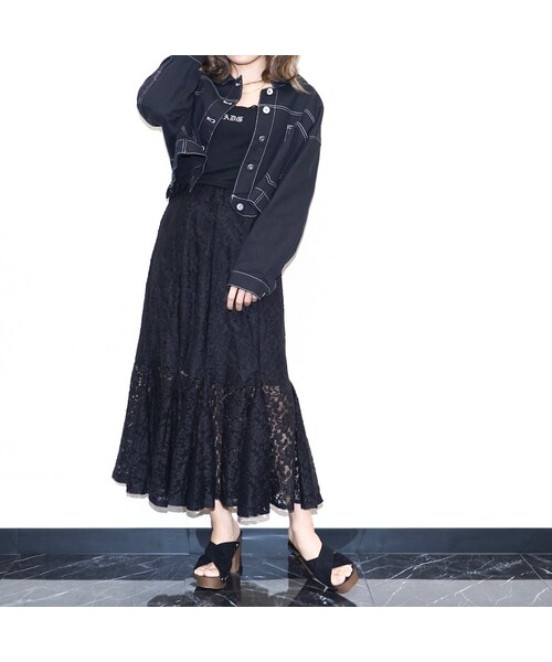 A.D.G（エーディージー）の「Black Denim Jacket&Wide Pants 2P SET UP（セットアップ・レディース・ブラック・FREE）」の4枚目の写真