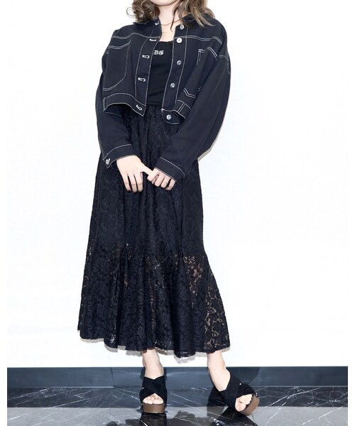 A.D.G（エーディージー）の「Black Denim Jacket&Wide Pants 2P SET UP（セットアップ・レディース・ブラック・FREE）」の6枚目の写真