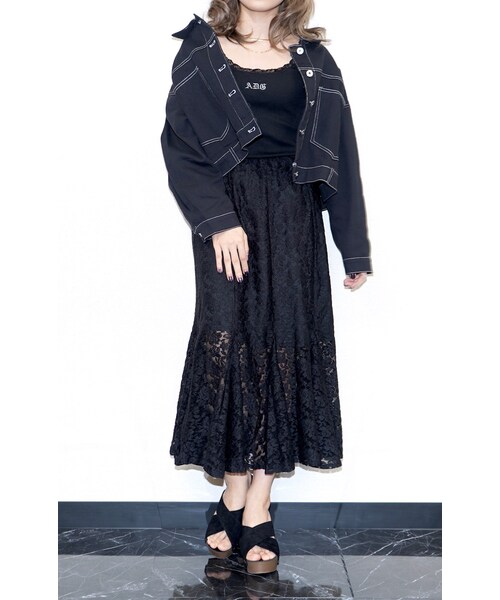 A.D.G（エーディージー）の「Black Denim Jacket&Wide Pants 2P SET UP（セットアップ・レディース・ブラック・FREE）」の7枚目の写真