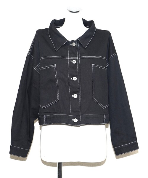 A.D.G（エーディージー）の「Black Denim Jacket&Wide Pants 2P SET UP（セットアップ・レディース・ブラック・FREE）」の8枚目の写真