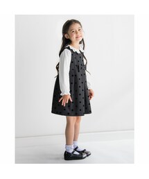 BeBe（ベベ）の「日本製 フォーマル チェック フロッキー ドット ジャンパースカート (90~140cm)（ジャンパースカート・キッズ）」