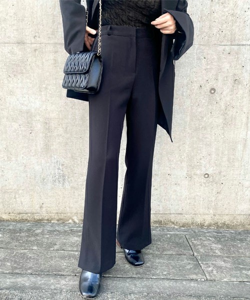 LAULEN（ローレン）の「side slit wide pants（スラックス・レディース・ブラック/ベージュ・FREE）」の1枚目の写真