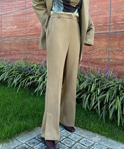 LAULEN（ローレン）の「side slit wide pants（スラックス・レディース・ブラック/ベージュ・FREE）」の2枚目の写真