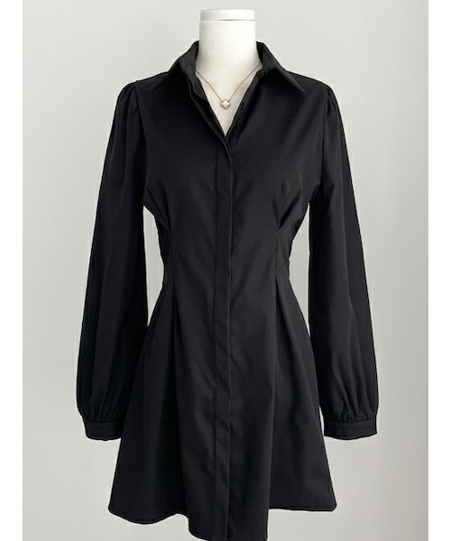 DHOLIC（ディーホリック）の「フライフロントミニシャツワンピース（シャツワンピース・レディース・화이트/베이지/블랙・FREE）」の2枚目の写真