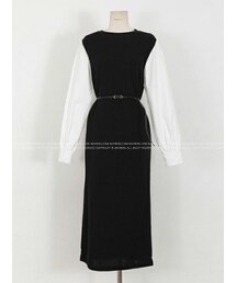 DHOLIC | ベルト付配色スリーブワンピース(ワンピース)