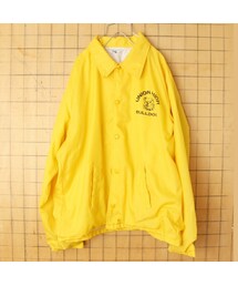 --（--）の「70s 80s USA製 Chalk Line UNION HIGH BULLDOGS ブルドッグ プリント ナイロン コーチ ジャケット イエロー メンズL アウトドア アメリカ古着（ナイロンジャケット・メンズ）」