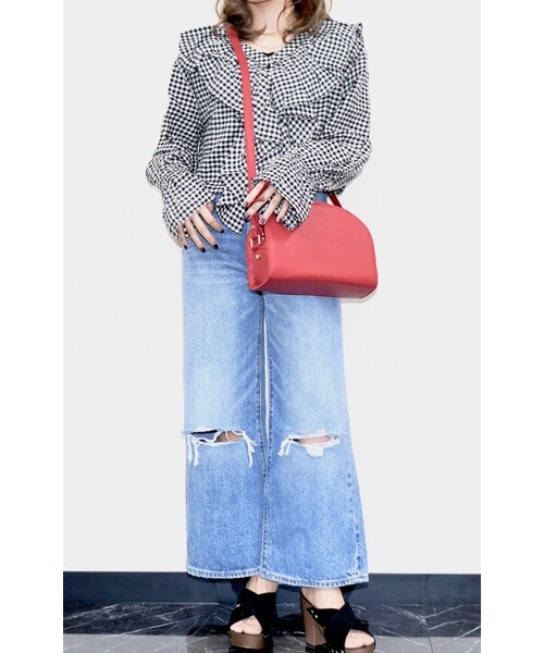 A.D.G(エーディージー)の「"Levi's" WIDE STRAIGHT CRASH DENIM PANTS(デニムパンツ・レディース・ブルー・LADIES FREE)」の11枚目の写真