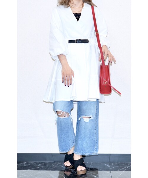 A.D.G(エーディージー)の「"Levi's" WIDE STRAIGHT CRASH DENIM PANTS(デニムパンツ・レディース・ブルー・LADIES FREE)」の18枚目の写真