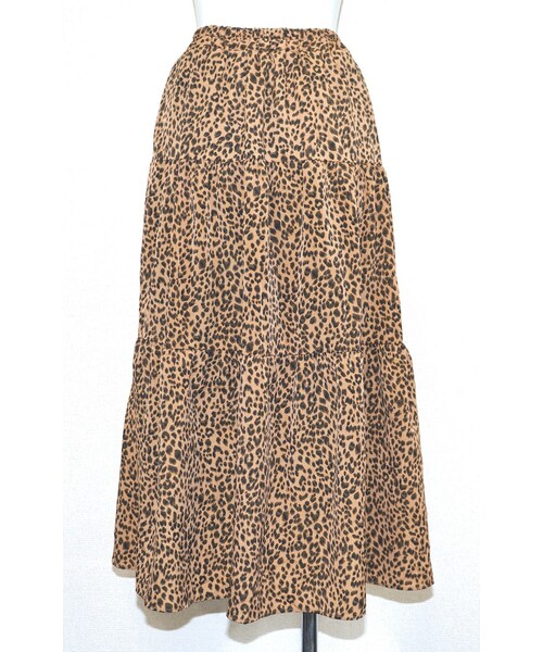 A.D.G（エーディージー）の「LEOPARD TIERED FLARE LONG SKIRT (brown)（スカート・レディース・ブラウン・FREE）」の6枚目の写真