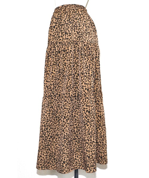 A.D.G（エーディージー）の「LEOPARD TIERED FLARE LONG SKIRT (brown)（スカート・レディース・ブラウン・FREE）」の7枚目の写真
