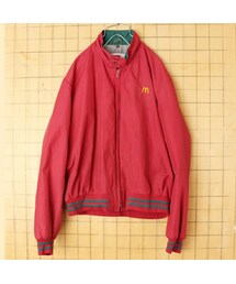 --（--）の「80s USA製 McDonald's マクドナルド ワーク ジャケット レッド メンズL相当 アメリカ古着（ブルゾン・メンズ）」