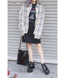 A.D.G | Beige Check Ring Zip Swing Top Jacket(ブルゾン)