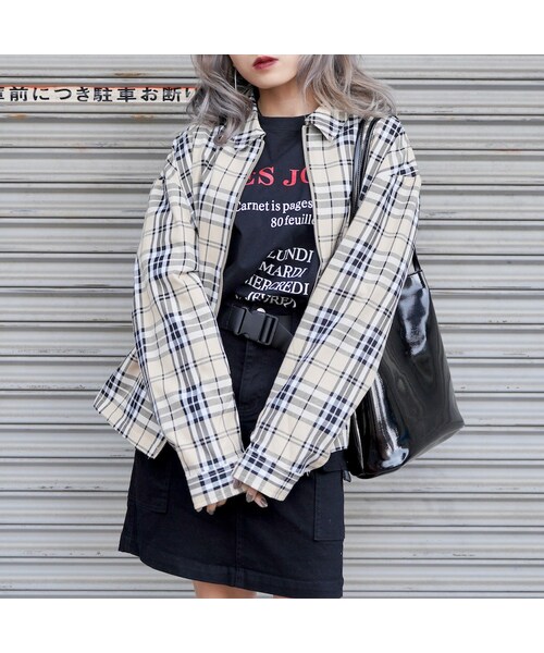 A.D.G（エーディージー）の「Beige Check Ring Zip Swing Top Jacket（ブルゾン・レディース・ベージュ・FREE）」の3枚目の写真