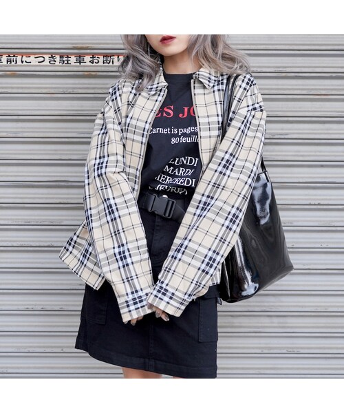 A.D.G（エーディージー）の「Beige Check Ring Zip Swing Top Jacket（ブルゾン・レディース・ベージュ・FREE）」の8枚目の写真