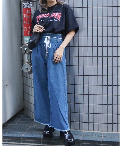 A.D.G(エーディージー)の「Rope Belt Denim Wide Pants (blue)(デニムパンツ・レディース・ブルー・FREE)」の3枚目の写真