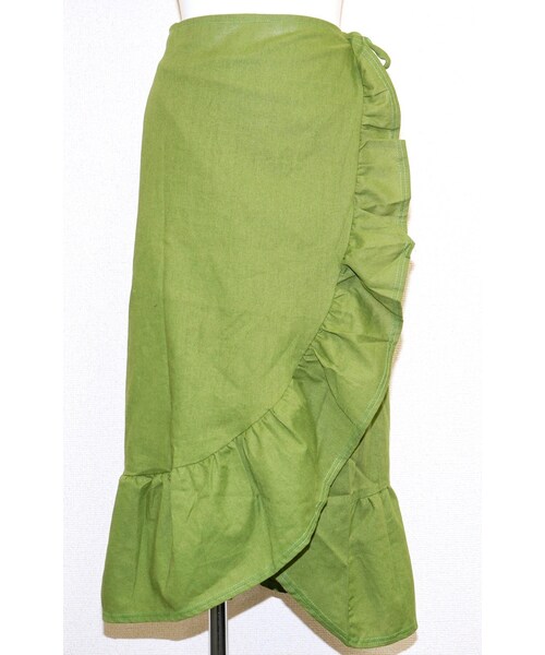 A.D.G（エーディージー）の「Frill Design Ribbon Wrap Skirt (green)（スカート・レディース・グリーン・FREE）」の3枚目の写真