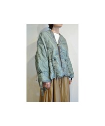 RehersalL | シャーリングライナージャケット(ノーカラージャケット)