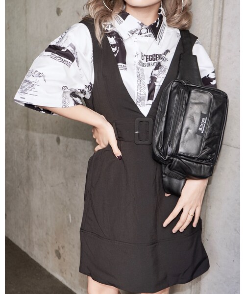 A.D.G（エーディージー）の「Belted Design Jumper Mini Skirt (black)（ジャンパースカート・レディース・ブラック・FREE）」の3枚目の写真