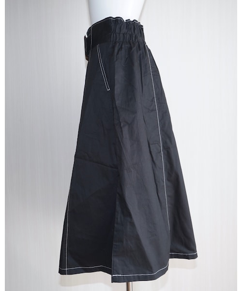 A.D.G（エーディージー）の「White Stitch Flare Long Skirt (black)（スカート・レディース・ブラック・FREE）」の5枚目の写真
