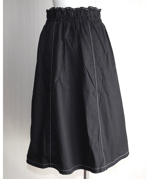 A.D.G（エーディージー）の「White Stitch Flare Long Skirt (black)（スカート・レディース・ブラック・FREE）」の6枚目の写真