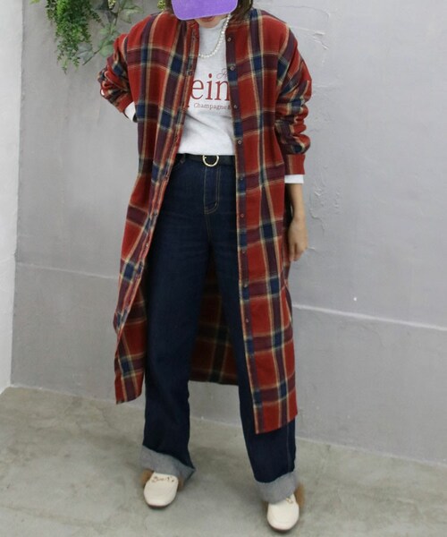 Sheson（シーズン）の「ワッフルチェックワンピース（ワンピース・レディース・ホワイト/ブルー/グリーン/レッド・F）」の4枚目の写真