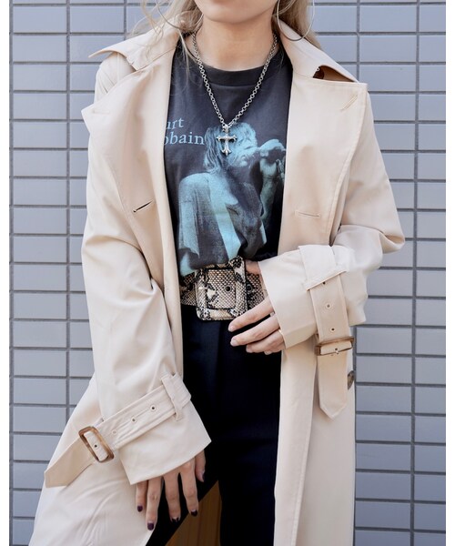 A.D.G（エーディージー）の「Square Buckle Python Belt (beige)（ベルト・レディース・ベージュ・FREE）」の5枚目の写真