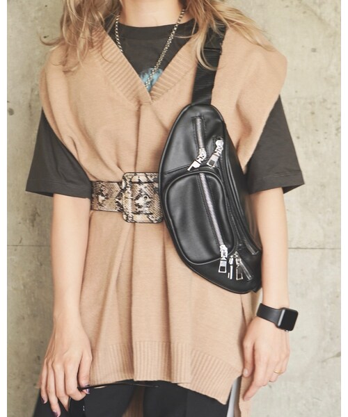 A.D.G（エーディージー）の「Square Buckle Python Belt (beige)（ベルト・レディース・ベージュ・FREE）」の7枚目の写真