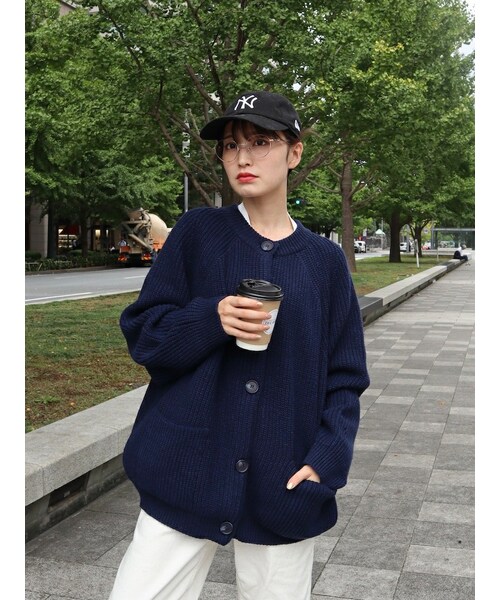 neam（ニーム）の「loose volume knit cardigan（カーディガン/ボレロ・レディース・ブラウン/グリーン/ブルー・free）」の3枚目の写真