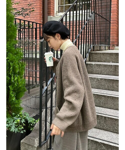 neam（ニーム）の「loose volume knit cardigan（カーディガン/ボレロ・レディース・ブラウン/グリーン/ブルー・free）」の6枚目の写真