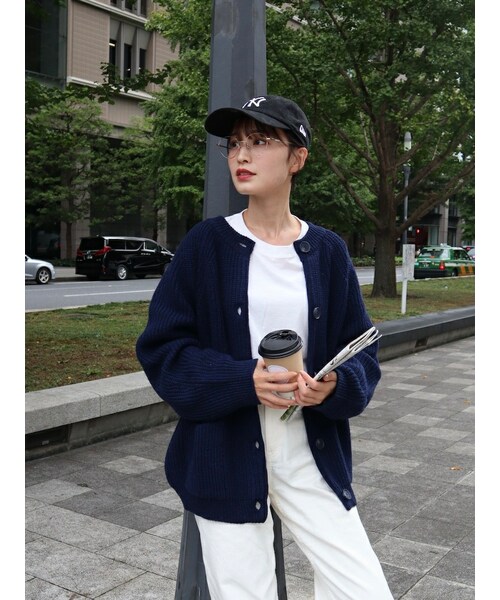 neam（ニーム）の「loose volume knit cardigan（カーディガン/ボレロ・レディース・ブラウン/グリーン/ブルー・free）」の18枚目の写真