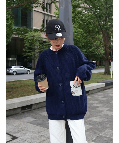 neam（ニーム）の「loose volume knit cardigan（カーディガン/ボレロ・レディース・ブラウン/グリーン/ブルー・free）」の19枚目の写真