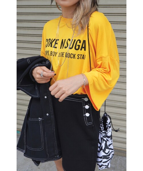 A.D.G（エーディージー）の「White Stitch Black Denim Jacket&Skirt 2P SETUP（セットアップ・レディース・ブラック・FREE）」の3枚目の写真