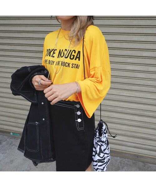 A.D.G（エーディージー）の「White Stitch Black Denim Jacket&Skirt 2P SETUP（セットアップ・レディース・ブラック・FREE）」の9枚目の写真