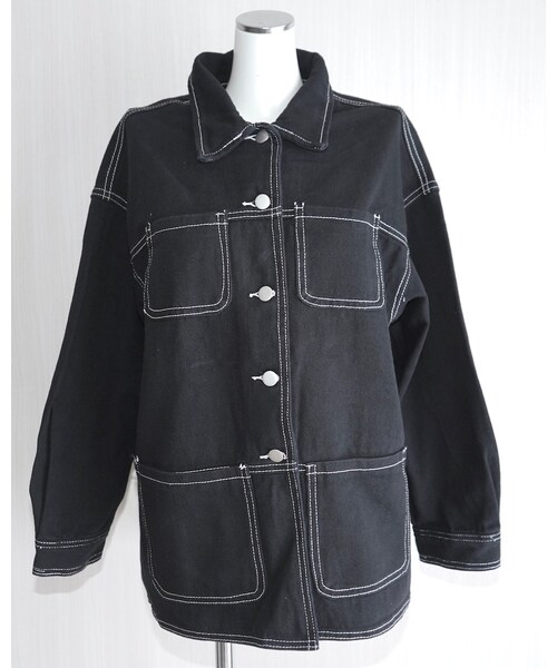 A.D.G（エーディージー）の「White Stitch Black Denim Jacket&Skirt 2P SETUP（セットアップ・レディース・ブラック・FREE）」の12枚目の写真