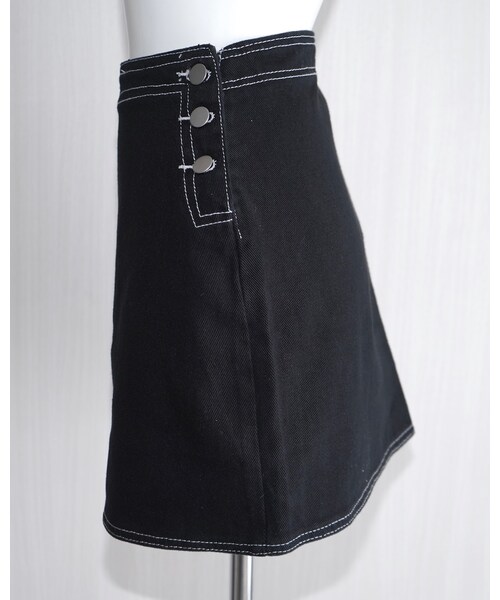 A.D.G（エーディージー）の「White Stitch Black Denim Jacket&Skirt 2P SETUP（セットアップ・レディース・ブラック・FREE）」の15枚目の写真
