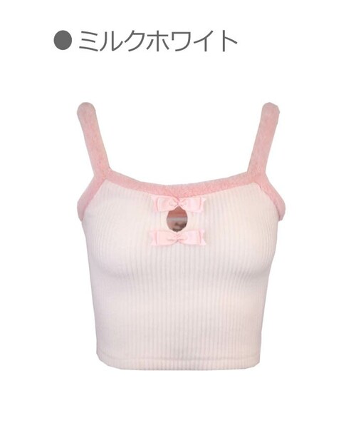 Bobon21(ボボンニジュウイチ)の「ダブルリボンもこライン見せインナーキャミ(キャミソール・レディース・ホワイト/ピンク/グレー・S/M/L)」の1枚目の写真