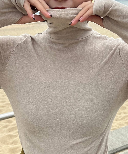 DHOLIC(ディーホリック)の「タートルネックTシャツ(Tシャツ/カットソー・レディース・ベージュ・FREE)」の1枚目の写真